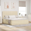 Aufbewahrungsbett mit Matratze Creme 160 x 200 cm Stoff
