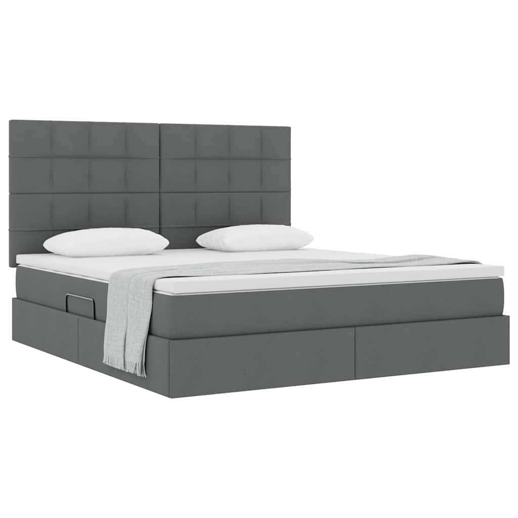 Aufbewahrungsbett mit Matratze Dunkelgrau 180 x 200 cm Stoff