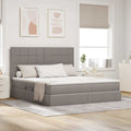 Aufbewahrungsbett mit Matratze Taupe 180 x 200 cm Stoff