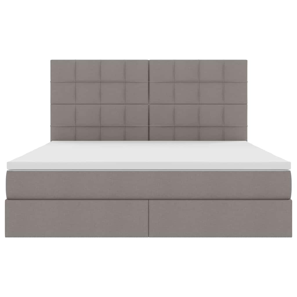 Aufbewahrungsbett mit Matratze Taupe 180 x 200 cm Stoff