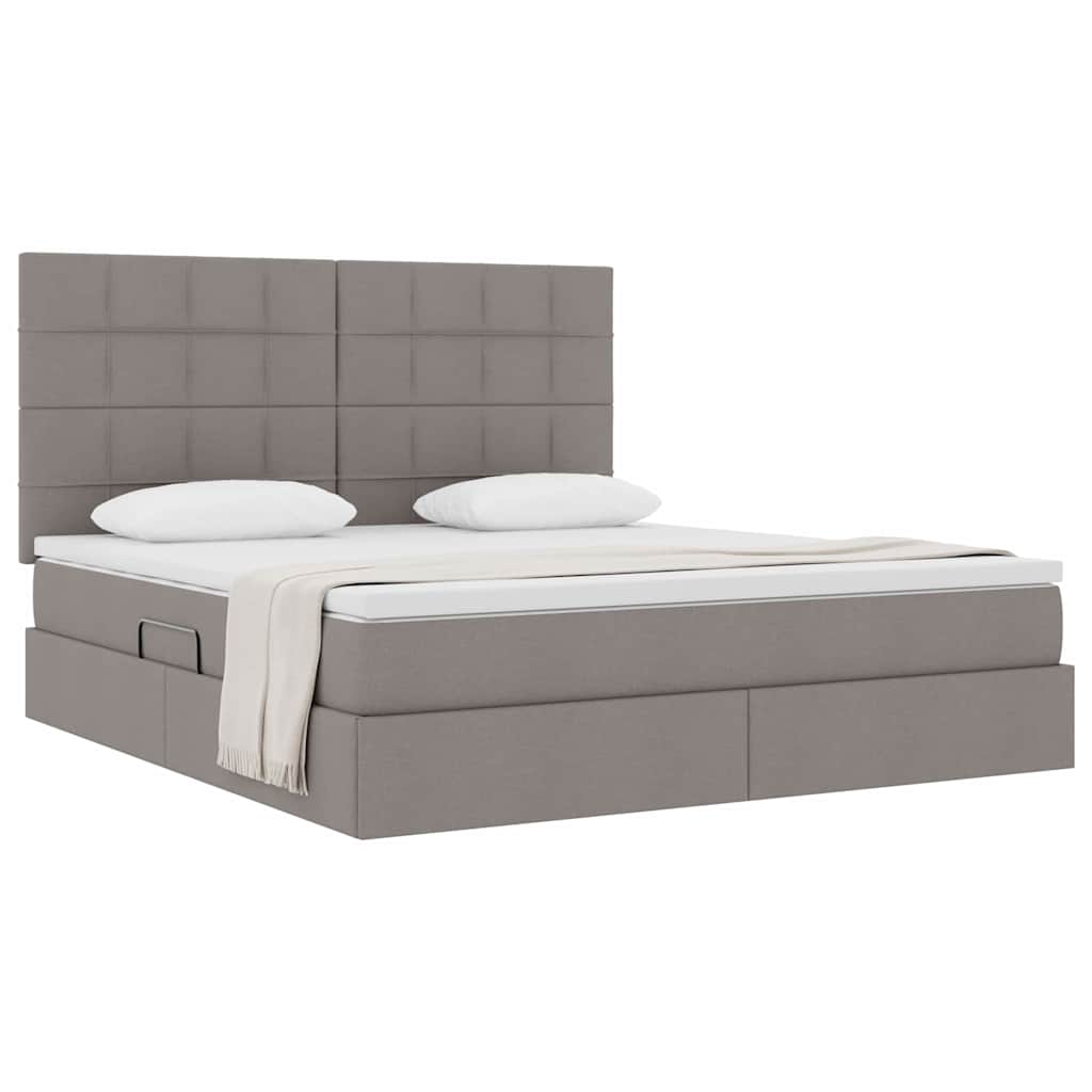 Aufbewahrungsbett mit Matratze Taupe 180 x 200 cm Stoff