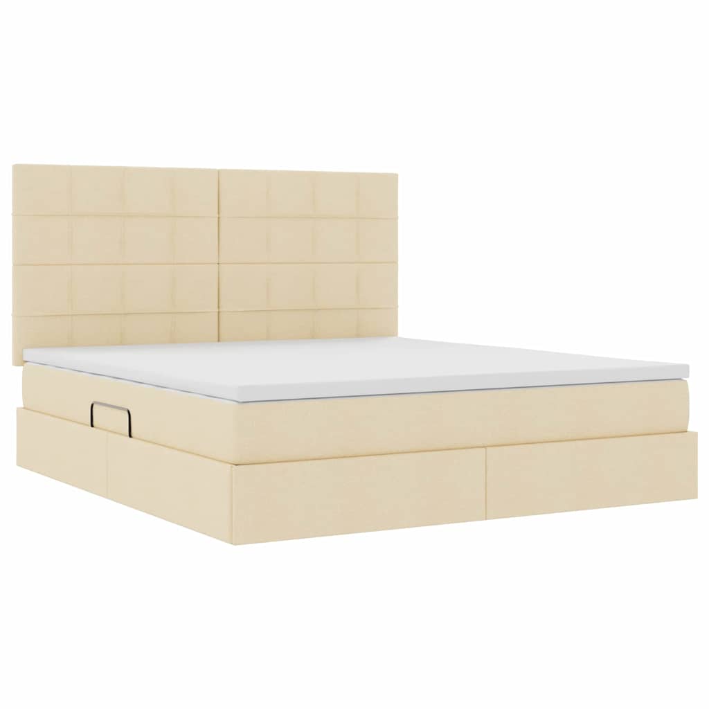 Aufbewahrungsbett mit Matratze Creme 180 x 200 cm Stoff
