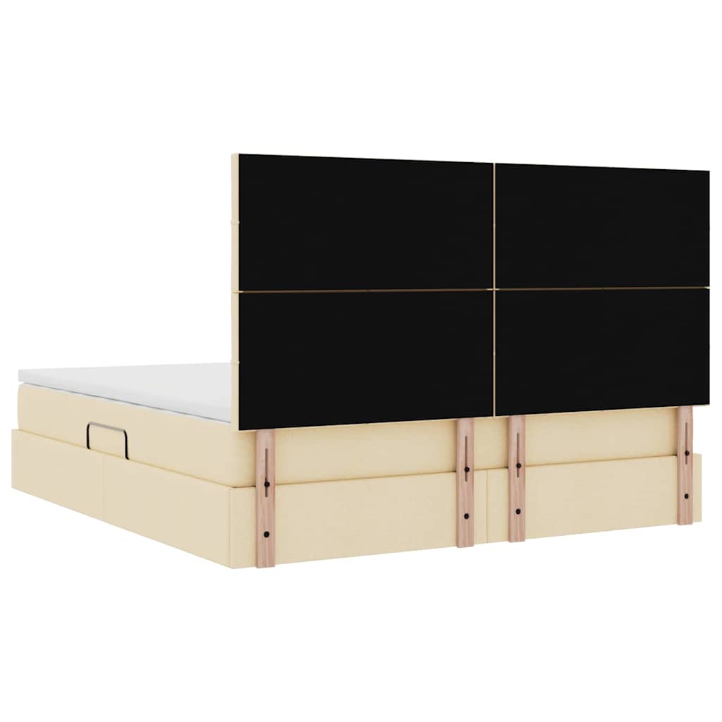 Aufbewahrungsbett mit Matratze Creme 180 x 200 cm Stoff