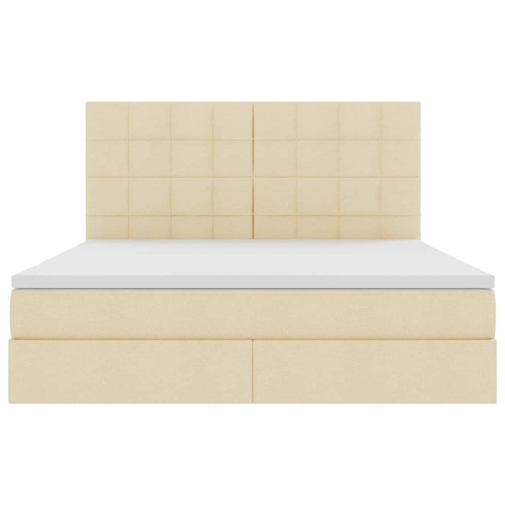 Aufbewahrungsbett mit Matratze Creme 180 x 200 cm Stoff