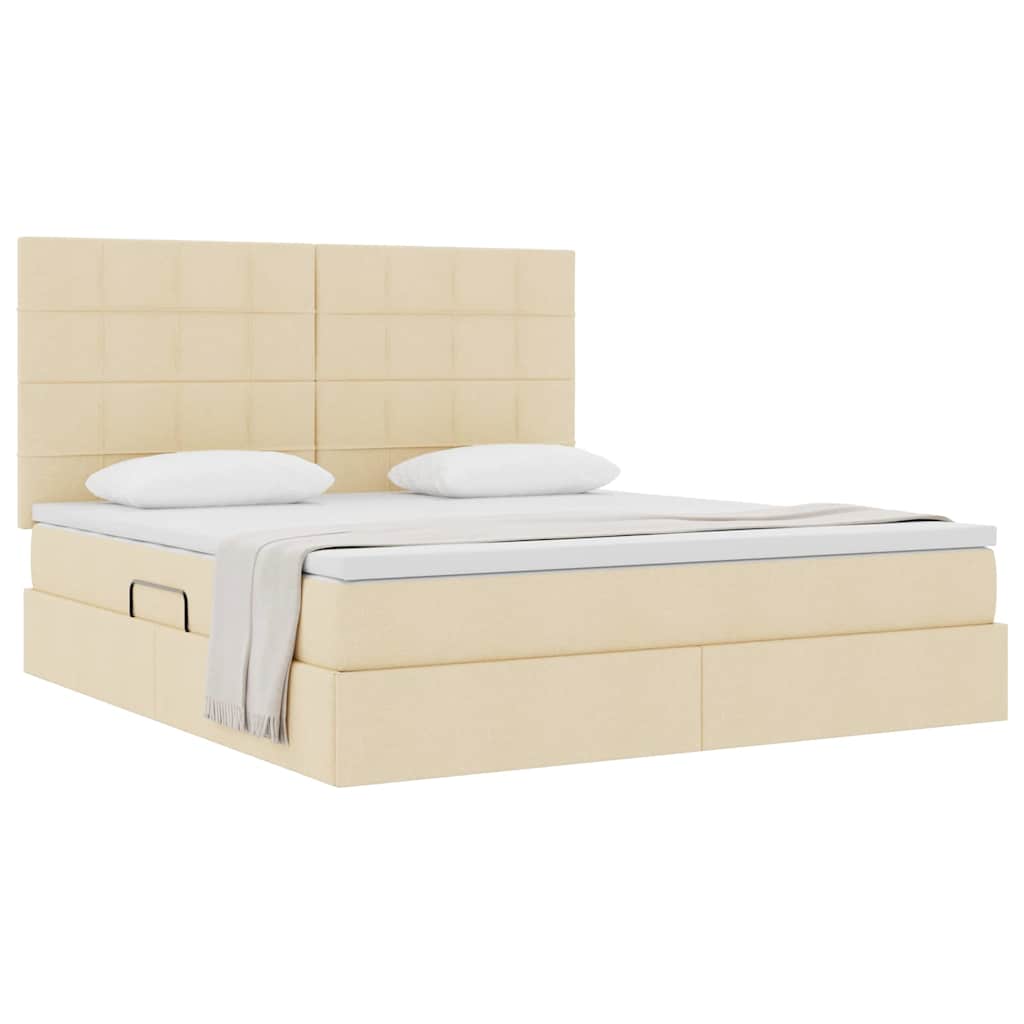 Aufbewahrungsbett mit Matratze Creme 180 x 200 cm Stoff