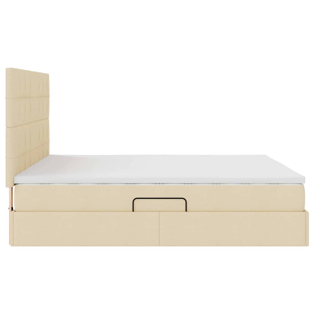 Aufbewahrungsbett mit Matratze Creme 180 x 200 cm Stoff