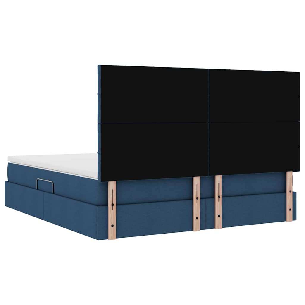 Aufbewahrungsbett mit Matratze Blau 180 x 200 cm Stoff