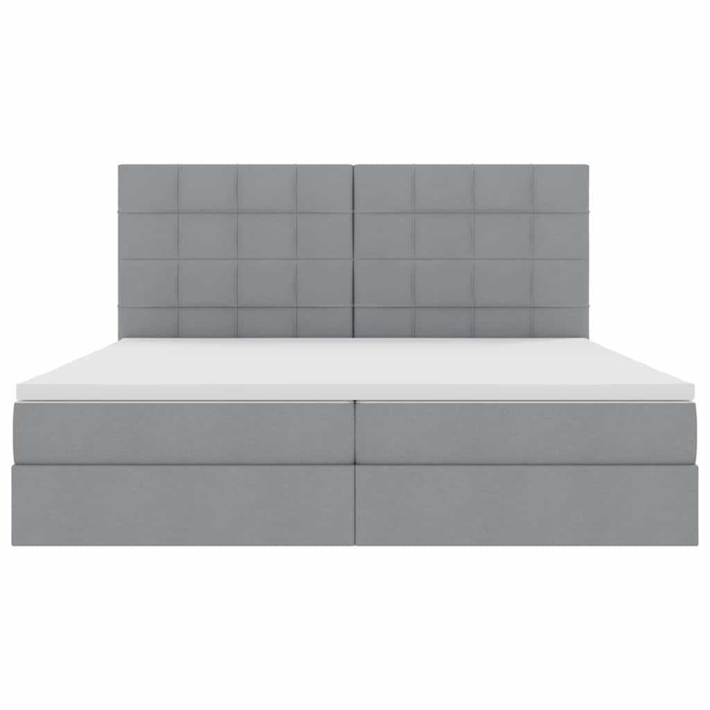 Aufbewahrungsbett mit Matratze Hellgrau 200 x 200 cm Stoff