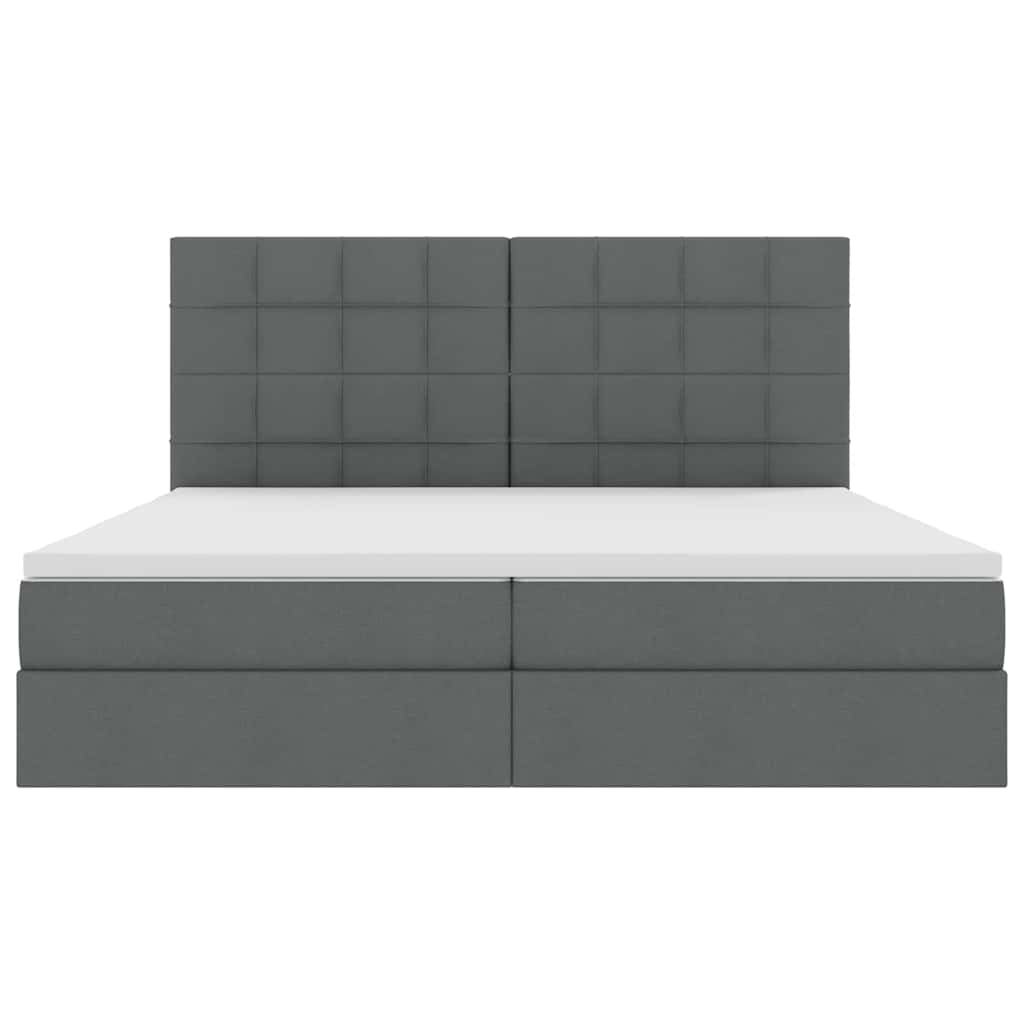 Aufbewahrungsbett mit Matratze Dunkelgrau 200 x 200 cm Stoff