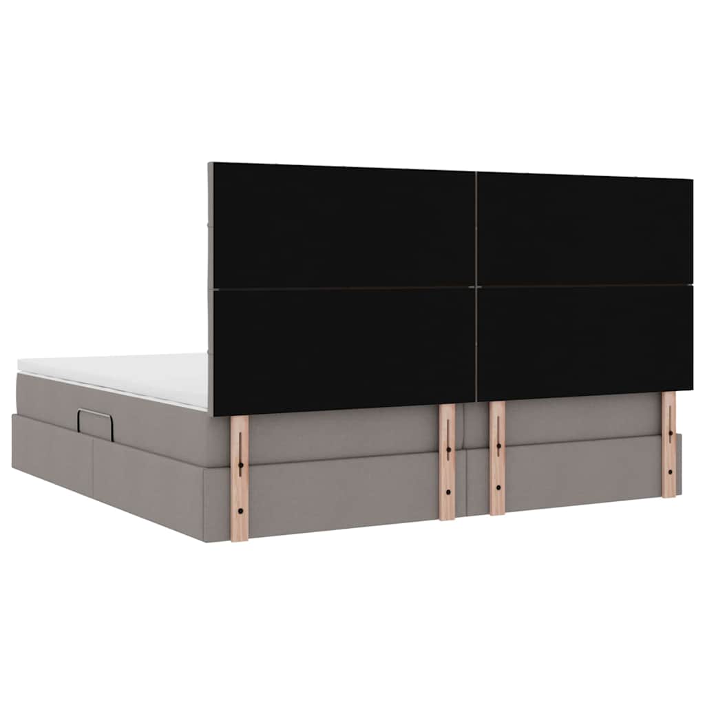 Aufbewahrungsbett mit Matratze Taupe 200 x 200 cm Stoff