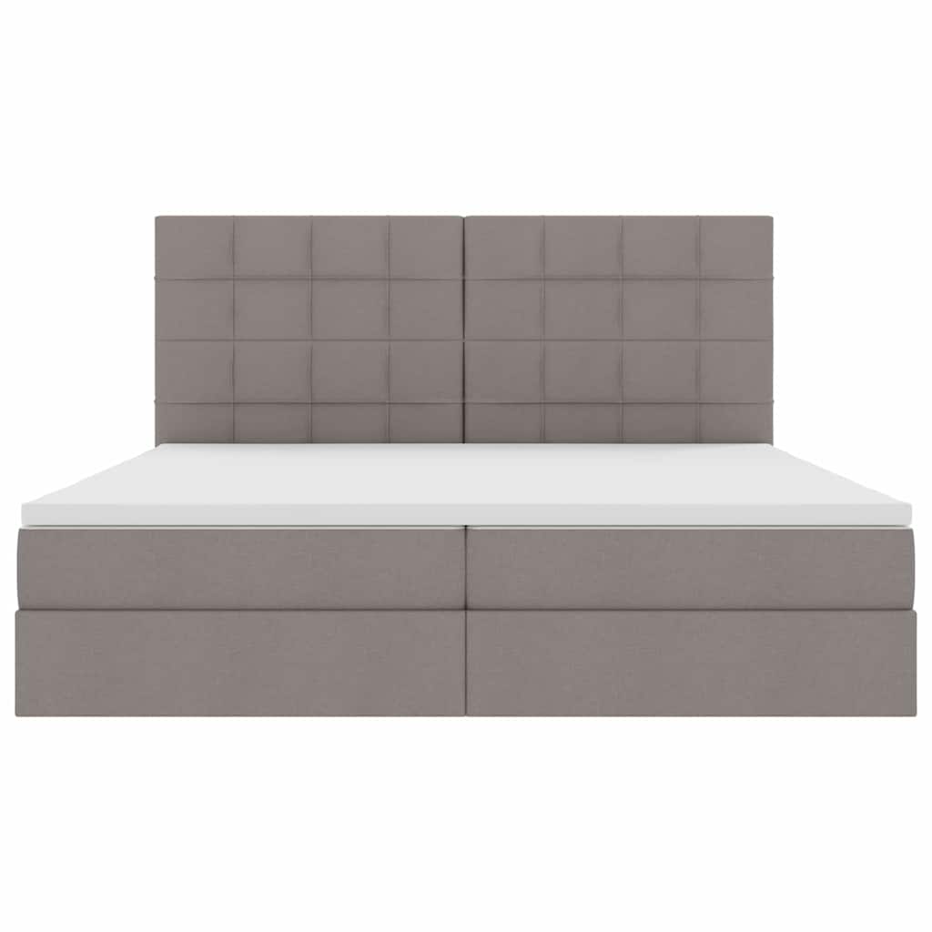 Aufbewahrungsbett mit Matratze Taupe 200 x 200 cm Stoff