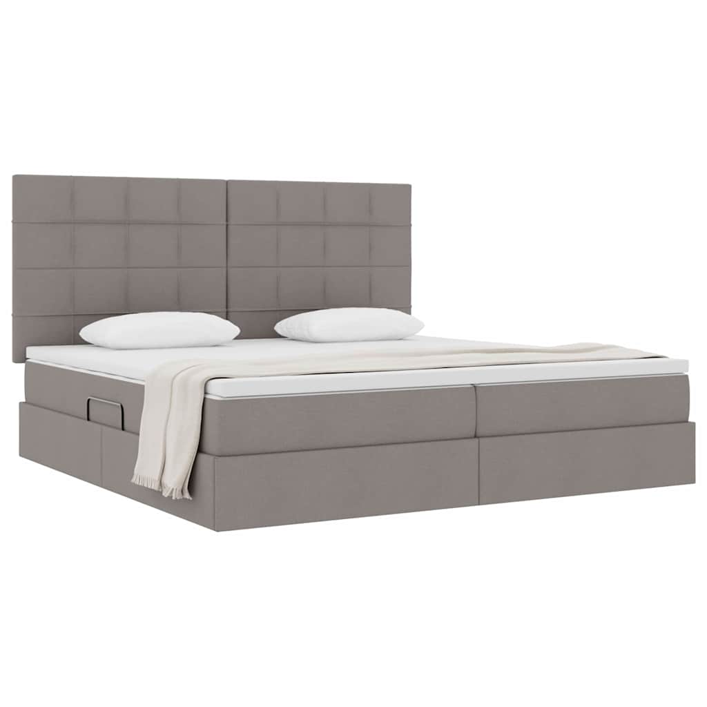 Aufbewahrungsbett mit Matratze Taupe 200 x 200 cm Stoff