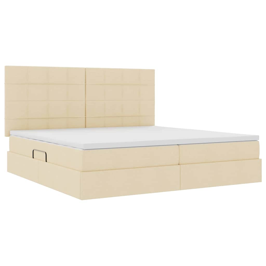 Aufbewahrungsbett mit Matratze Creme 200 x 200 cm Stoff