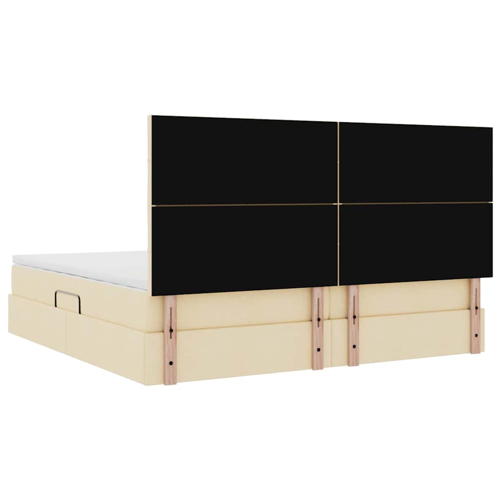 Aufbewahrungsbett mit Matratze Creme 200 x 200 cm Stoff
