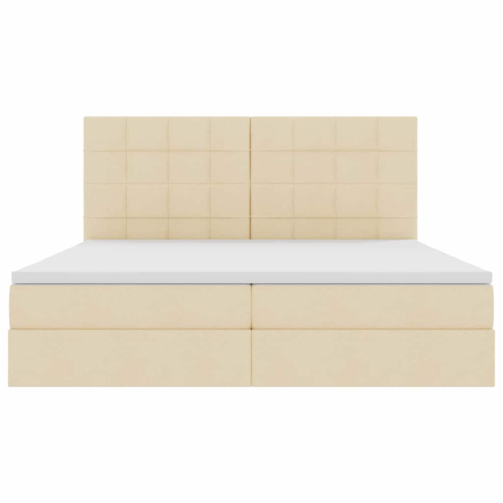 Aufbewahrungsbett mit Matratze Creme 200 x 200 cm Stoff
