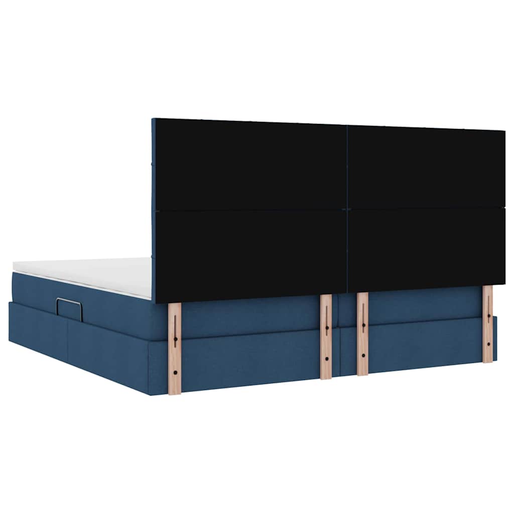 Aufbewahrungsbett mit Matratze Blau 200 x 200 cm Stoff