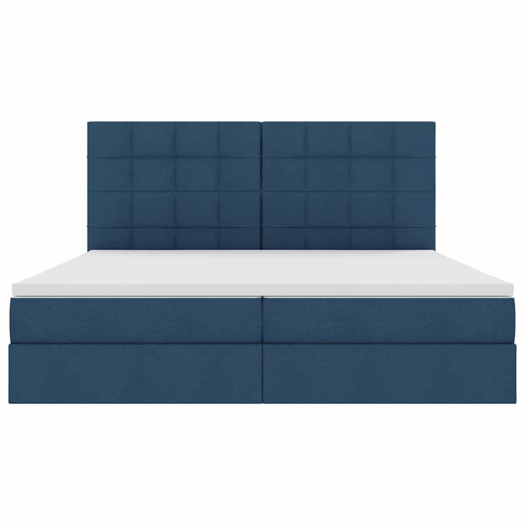 Aufbewahrungsbett mit Matratze Blau 200 x 200 cm Stoff