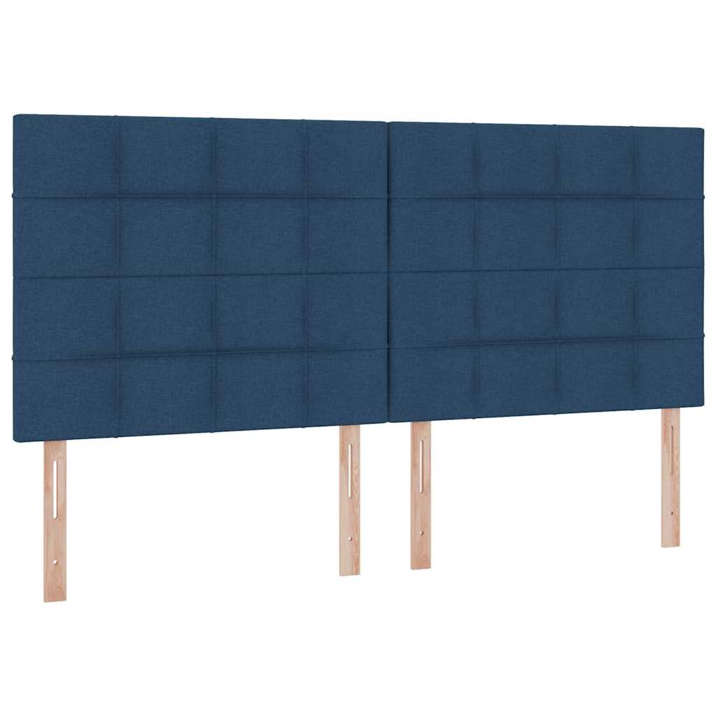 Aufbewahrungsbett mit Matratze Blau 200 x 200 cm Stoff
