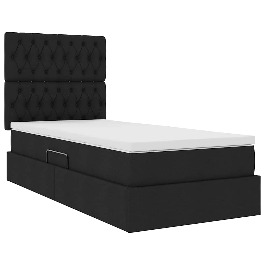 Aufbewahrungsbett mit Matratze Schwarz 90 x 190 cm Stoff