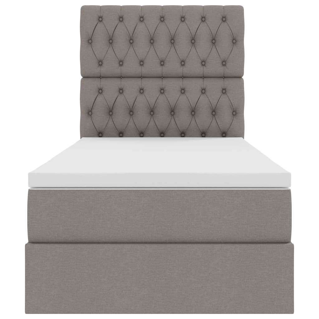 Aufbewahrungsbett mit Matratze Taupe 90 x 190 cm Stoff