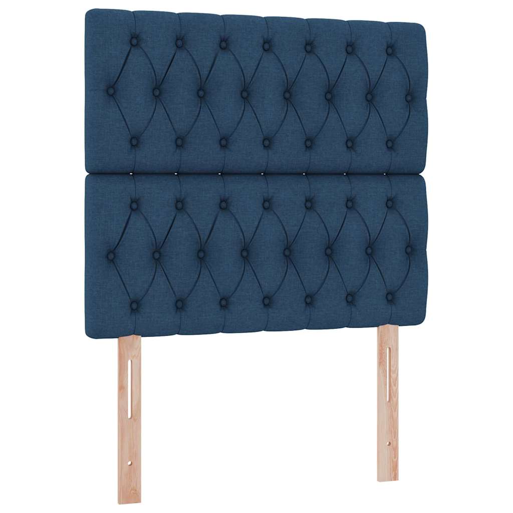 Aufbewahrungsbett mit Matratze Blau 90 x 190 cm Stoff