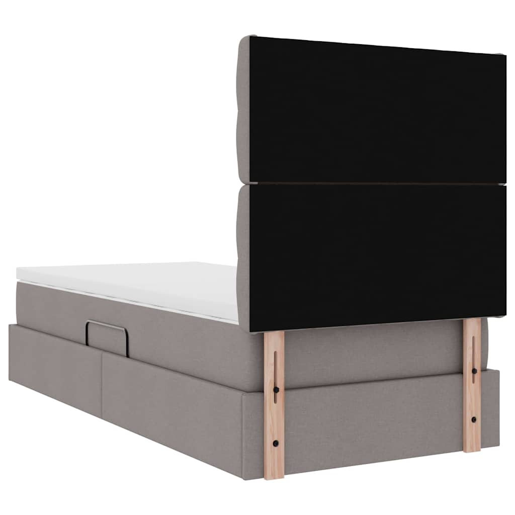 Aufbewahrungsbett mit Matratze Taupe 90 x 200 cm Stoff