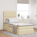Aufbewahrungsbett mit Matratze Creme 90 x 200 cm Stoff