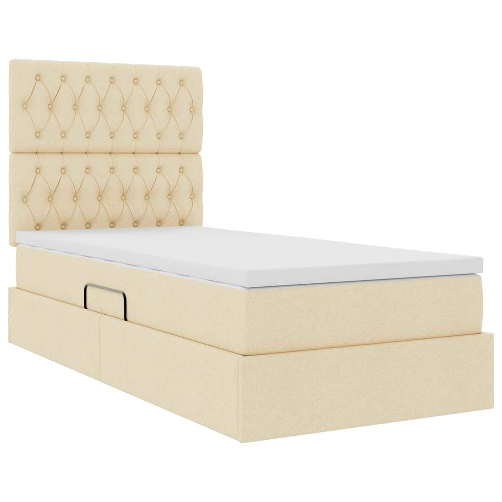 Aufbewahrungsbett mit Matratze Creme 90 x 200 cm Stoff