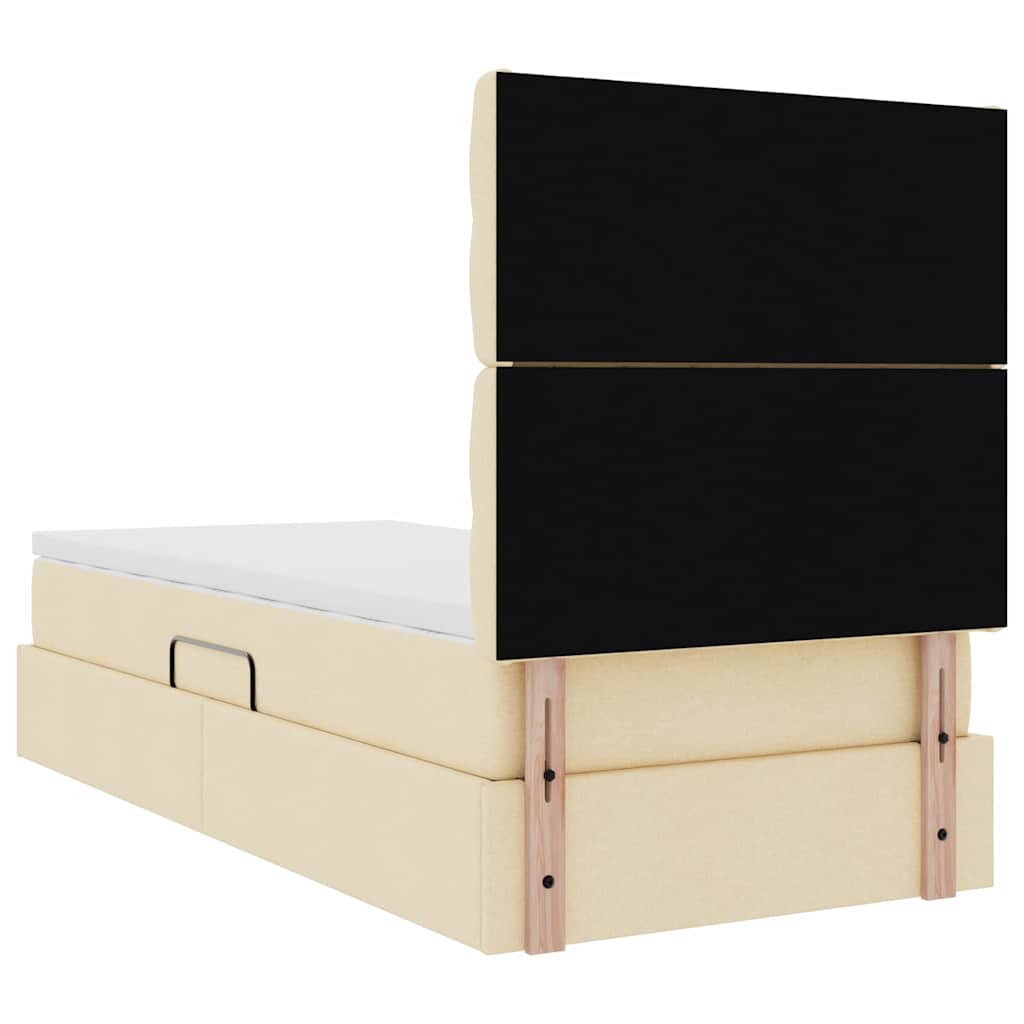 Aufbewahrungsbett mit Matratze Creme 90 x 200 cm Stoff