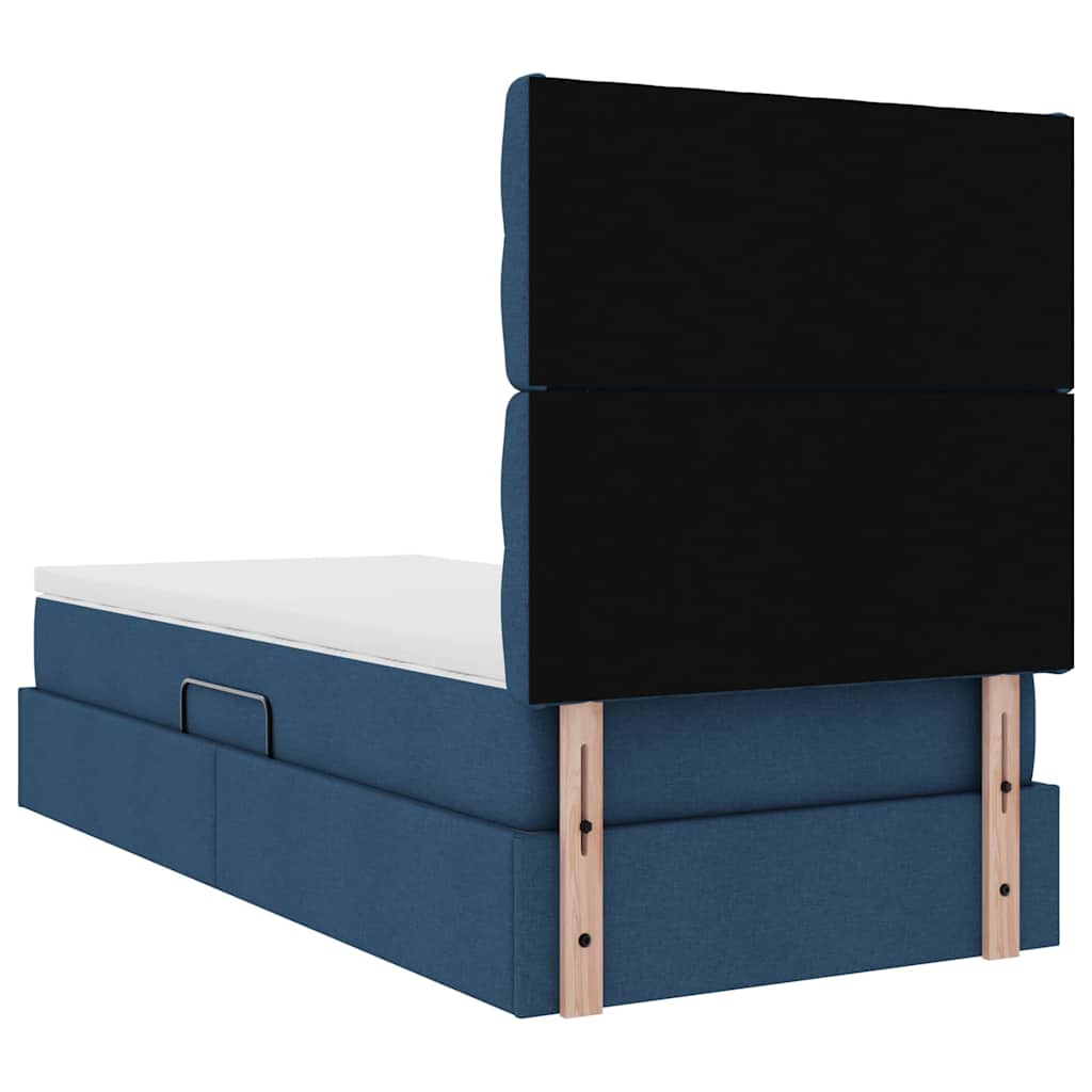 Aufbewahrungsbett mit Matratze Blau 90 x 200 cm Stoff