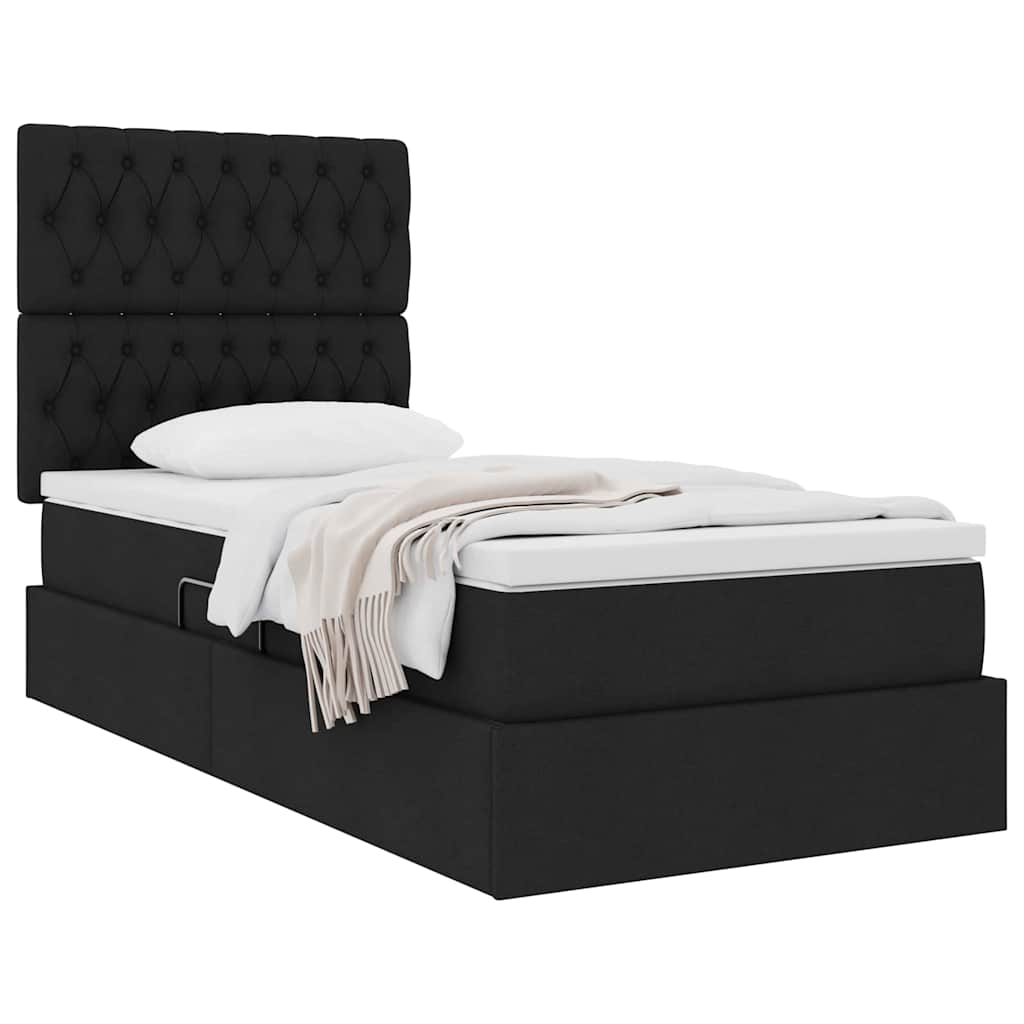 Aufbewahrungsbett mit Matratze Schwarz 100 x 200 cm Stoff