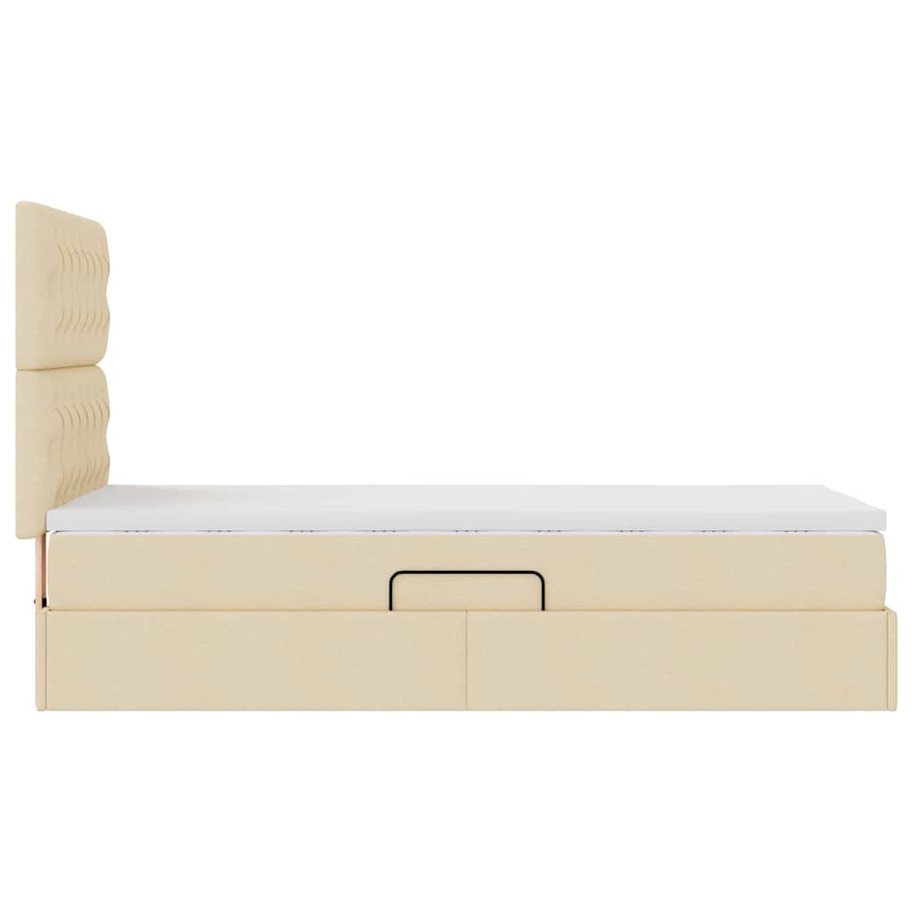 Aufbewahrungsbett mit Matratze Creme 100 x 200 cm Stoff
