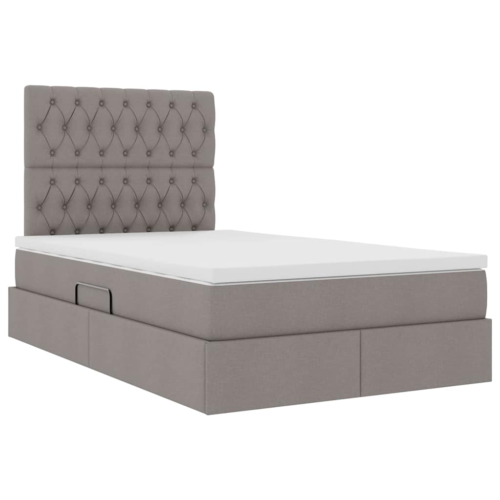 Aufbewahrungsbett mit Matratze Taupe 120 x 200 cm Stoff