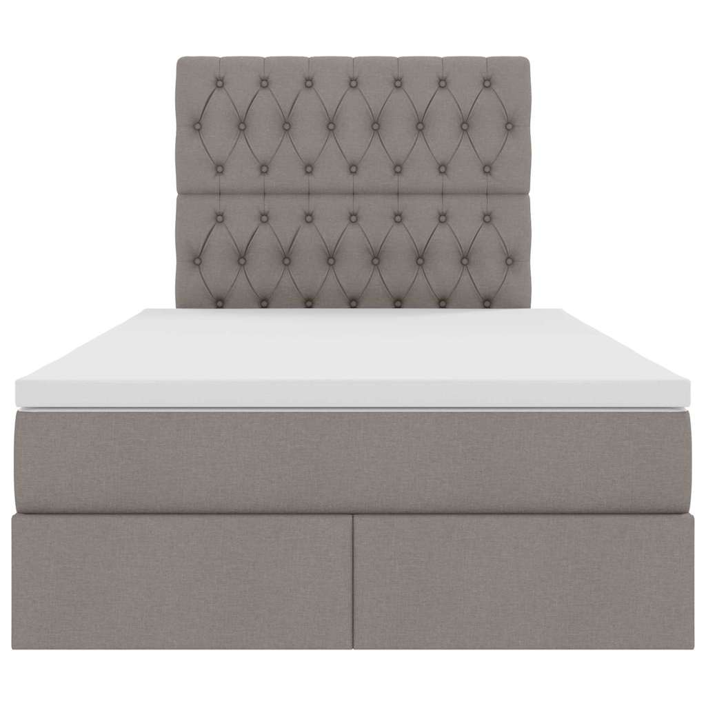 Aufbewahrungsbett mit Matratze Taupe 120 x 200 cm Stoff