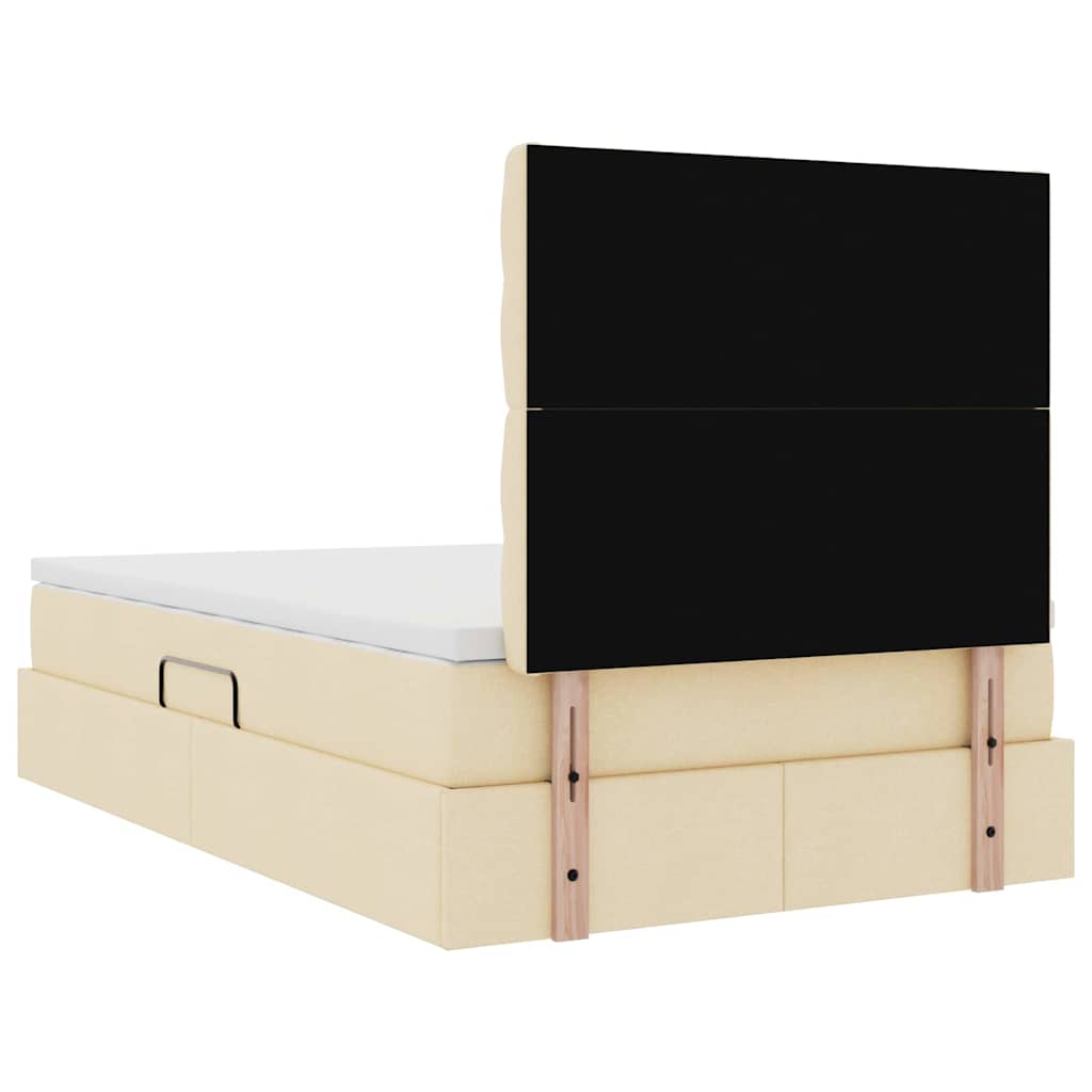 Aufbewahrungsbett mit Matratze Creme 120 x 200 cm Stoff