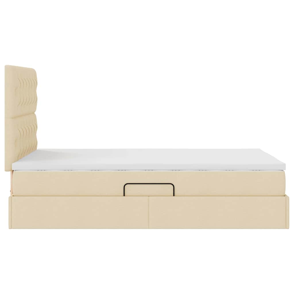 Aufbewahrungsbett mit Matratze Creme 120 x 200 cm Stoff
