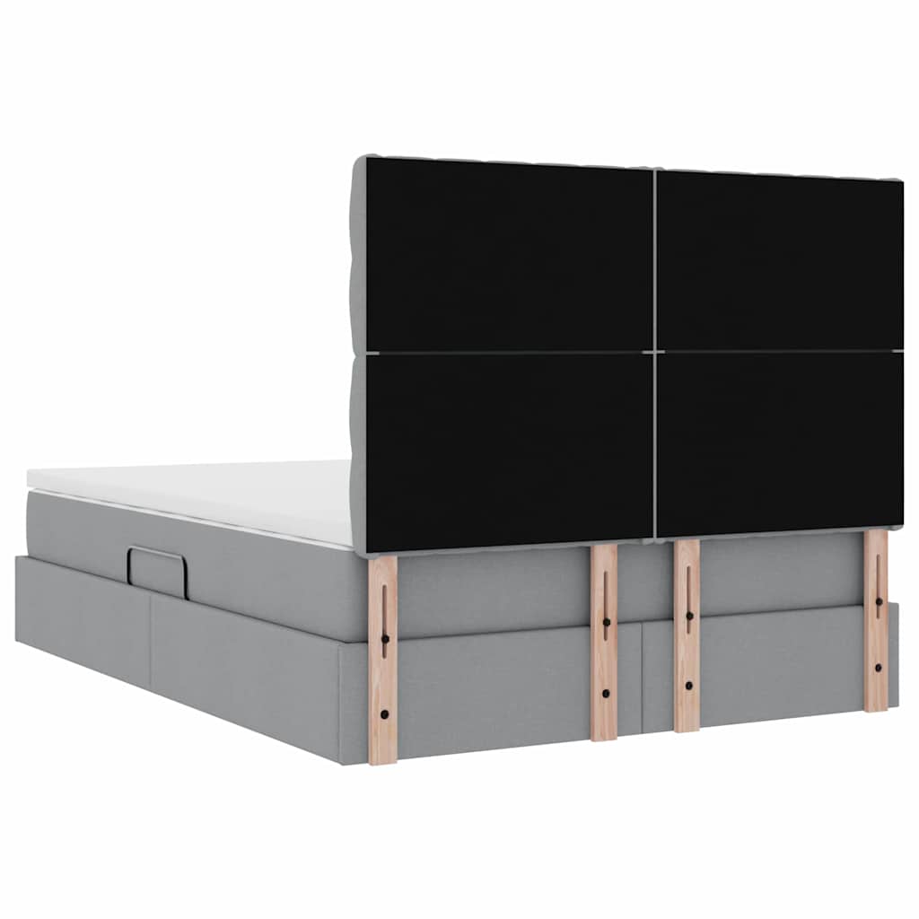 Aufbewahrungsbett mit Matratze Hellgrau 140 x 190 cm Stoff
