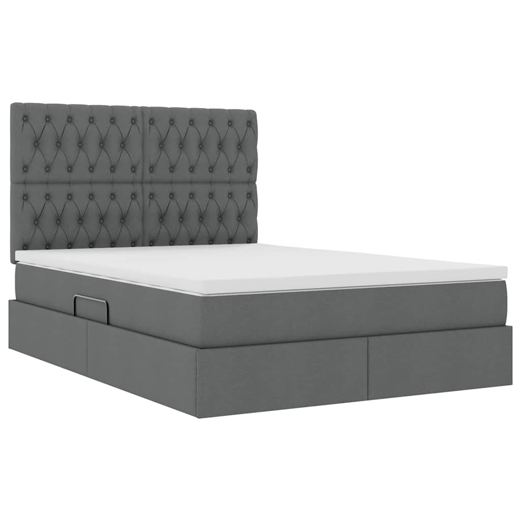 Aufbewahrungsbett mit Matratze Dunkelgrau 140 x 190 cm Stoff