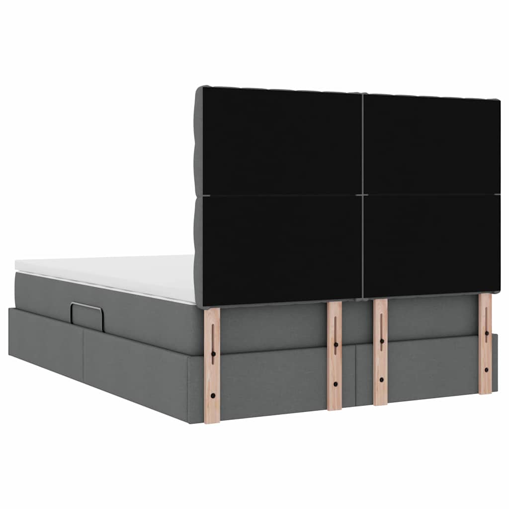 Aufbewahrungsbett mit Matratze Dunkelgrau 140 x 190 cm Stoff