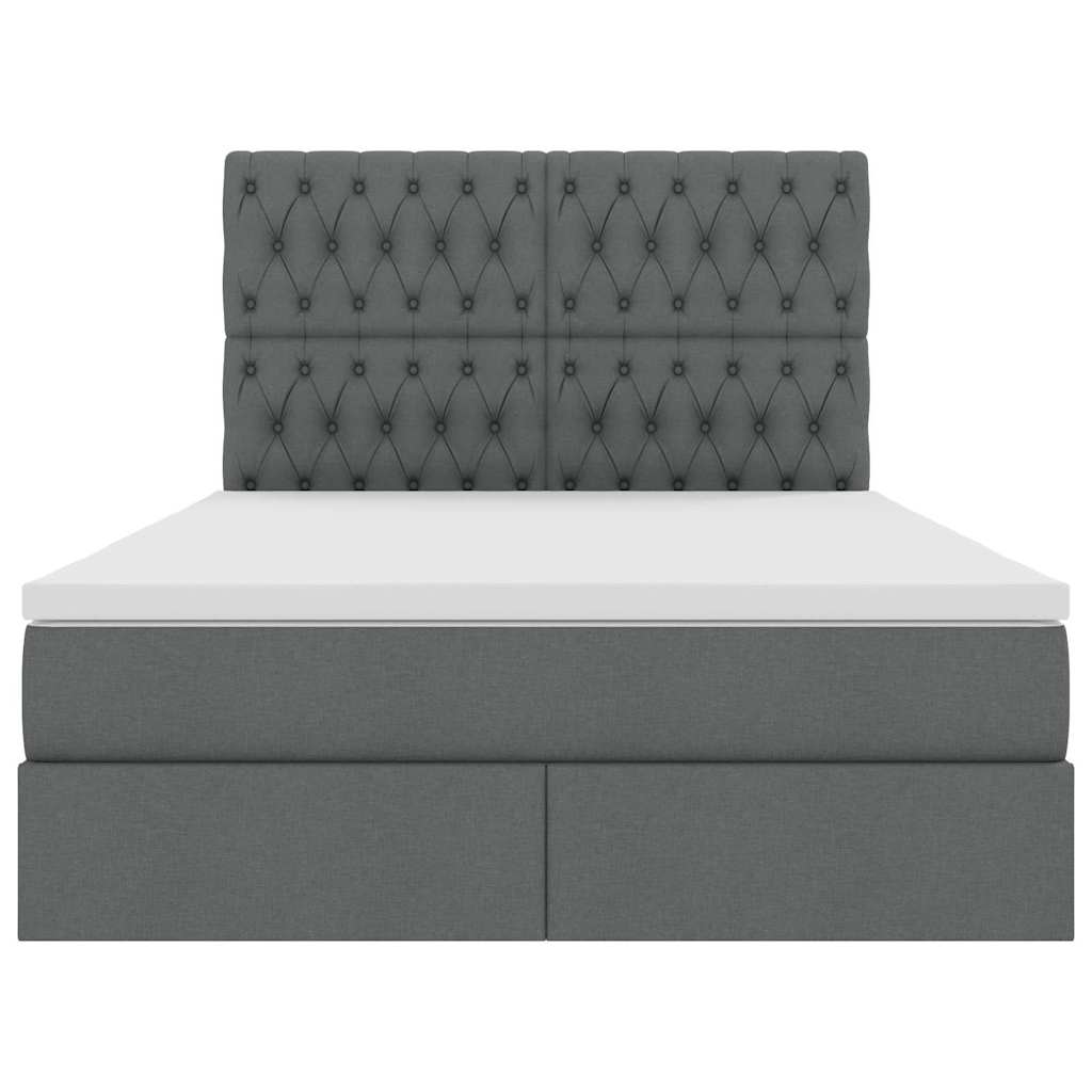 Aufbewahrungsbett mit Matratze Dunkelgrau 140 x 190 cm Stoff