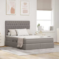 Aufbewahrungsbett mit Matratze Taupe 140 x 190 cm Stoff