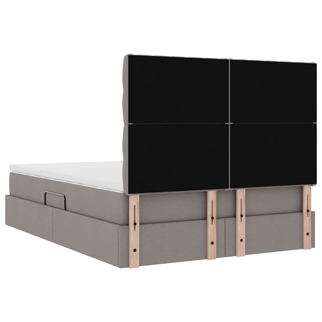 Aufbewahrungsbett mit Matratze Taupe 140 x 190 cm Stoff