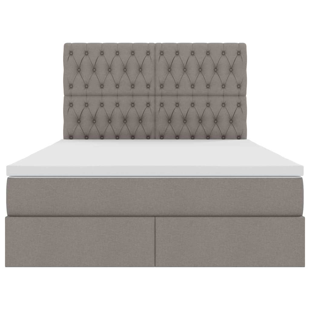 Aufbewahrungsbett mit Matratze Taupe 140 x 190 cm Stoff