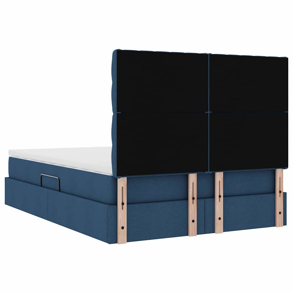 Aufbewahrungsbett mit Matratze Blau 140 x 190 cm Stoff