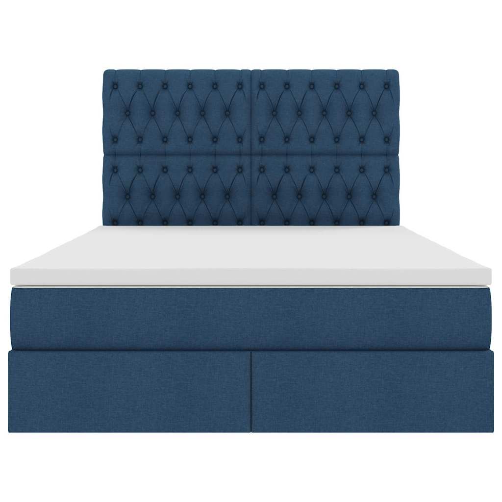 Aufbewahrungsbett mit Matratze Blau 140 x 190 cm Stoff