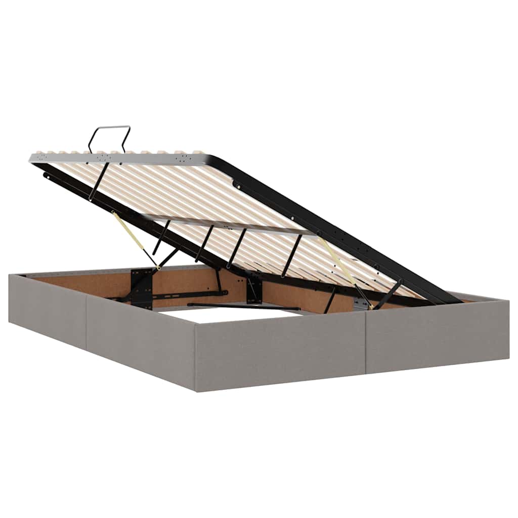 Aufbewahrungsbett mit Matratze Taupe 140 x 200 cm Stoff