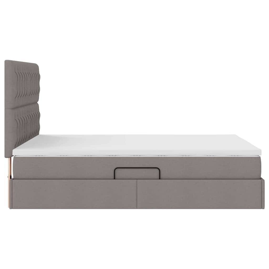 Aufbewahrungsbett mit Matratze Taupe 140 x 200 cm Stoff
