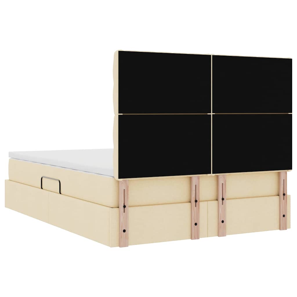 Aufbewahrungsbett mit Matratze Creme 140 x 200 cm Stoff