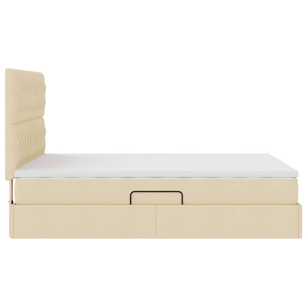 Aufbewahrungsbett mit Matratze Creme 140 x 200 cm Stoff