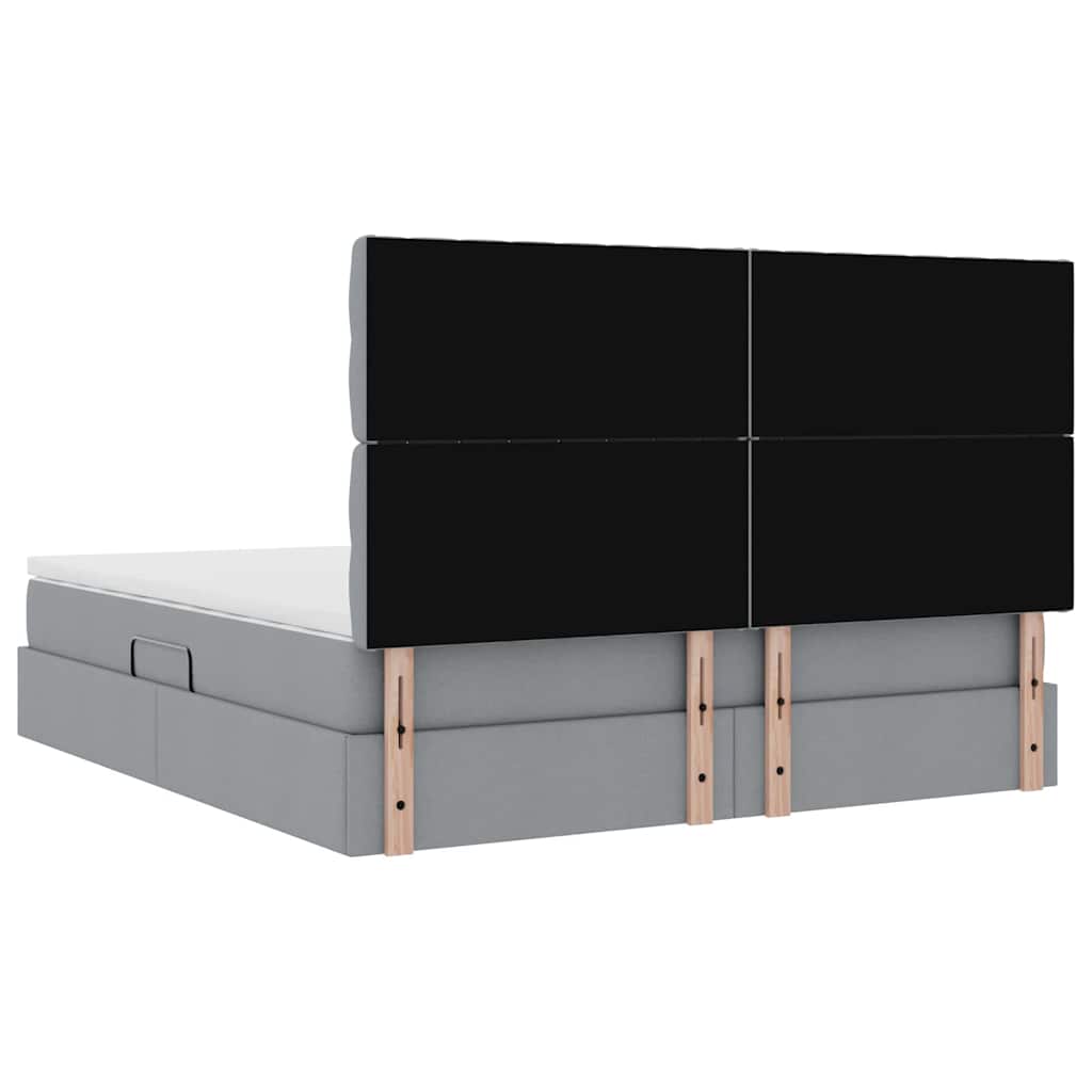 Aufbewahrungsbett mit Matratze Hellgrau 160 x 200 cm Stoff